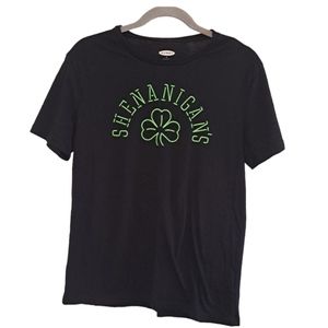 Old Navy St. Patrick's Day Shenanigans Shamrock Tee Shirt Size Small